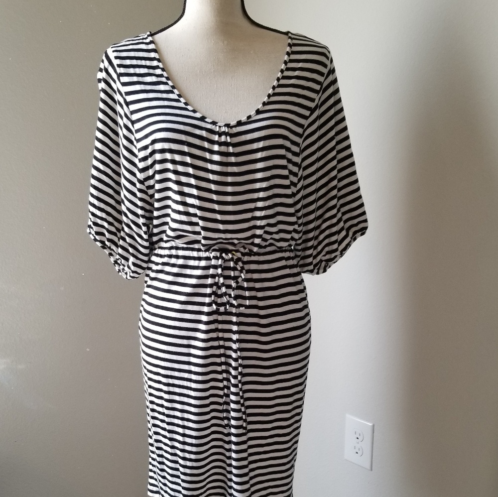 Comfortable black and white stripped dress